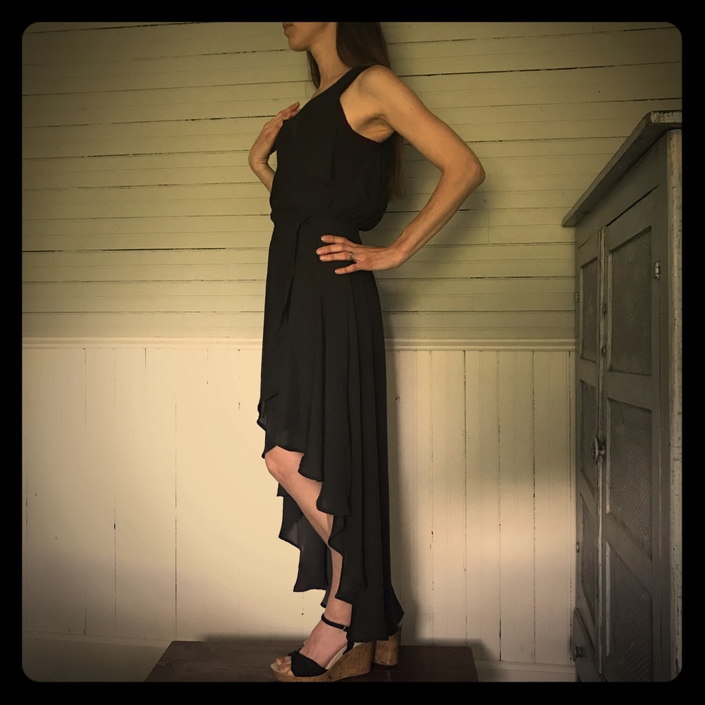 Black flowy high low dress
